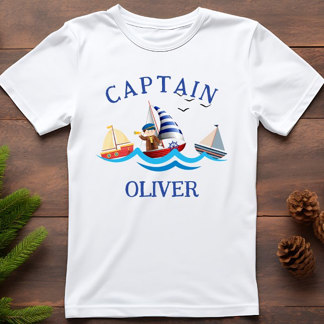 Kids Nautical Boat Captain Personalised T-Shirt (Creator Uploaded)