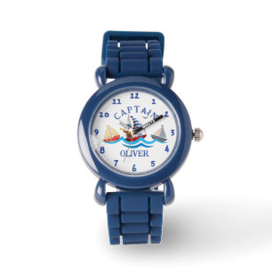 Kids Nautical Boat Captain Personalised Watch