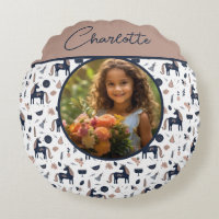 Kids Navy Beige Unicorn Custom Photo with Name