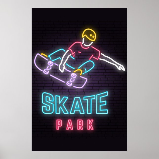 Kids Neon Skateboarder  Poster (Front)