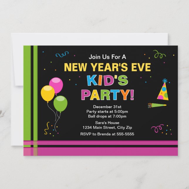 Kid's New Year's Eve Party Invitation (Front)