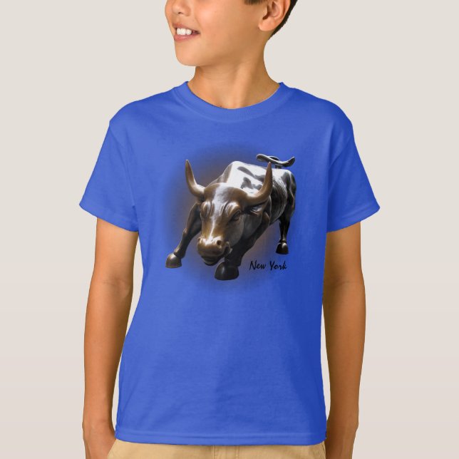 Kid's New York T-shirt Organic Bull Souvenir Shirt (Front)