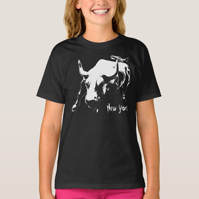 Kid's New York T-shirt Organic Bull Souvenir Shirt (Front)