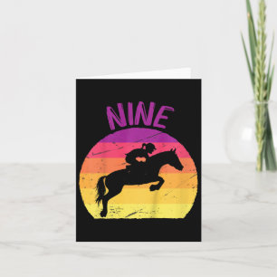 Kids Nine 9th Birthday Party Horse Rider Horseback Card