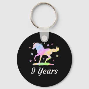 Kids Nine Years 9th Birthday Horse Rider Rainbow H Key Ring