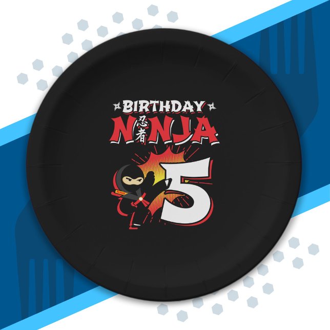 Kids Ninja Birthday Party Gift - 5 Year Old Paper Plate (Creator Uploaded)