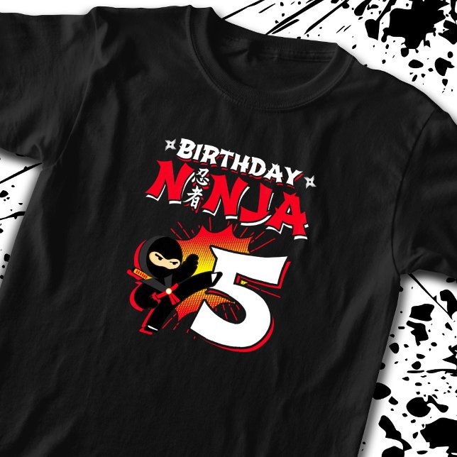 Kids Ninja Birthday Party Gift - 5 Year Old T-Shirt (Creator Uploaded)