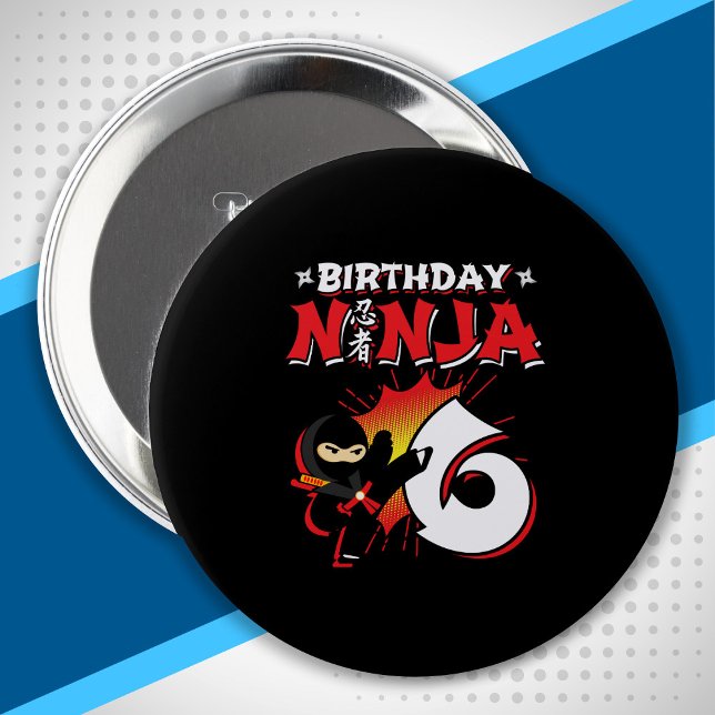 Kids Ninja Birthday Party Gift - 6 Year Old 10 Cm Round Badge (Creator Uploaded)