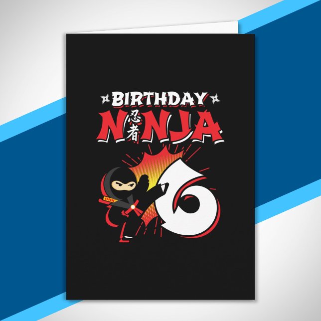 Kids Ninja Birthday Party Gift - 6 Year Old Card (Creator Uploaded)