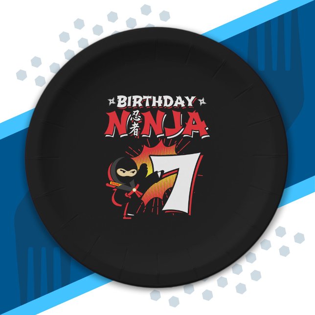 Kids Ninja Birthday Party Gift - 7 Year Old Paper Plate (Creator Uploaded)