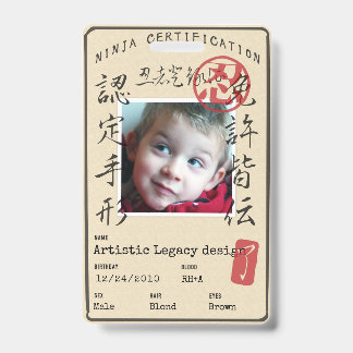 Kids Ninja ID (Customize image & text!) Badge