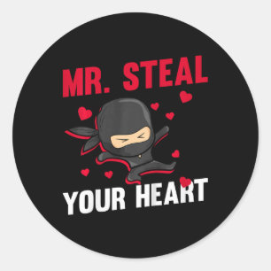 Kids Ninja Mr Steal Your Heart Toddler Boy Valenti Classic Round Sticker