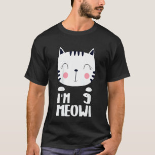 Kids Ninth Girl Birthday Kawi Cat I'm 9 Meowi 9 Ye T-Shirt