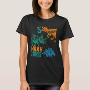 Kids Noah Saurus 5th Birthday Boys Rex Bday Party T-Shirt