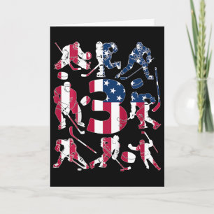 Kids Number 3 Years Ice Hockey 3rd Birthday Card