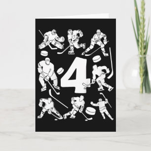 Kids Number 4 Years Ice Hockey 4th Birthday  Card