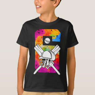 Kids Number 6 Years Cricket 6th Birthday 1 T-Shirt
