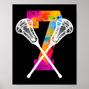 Kids Number 7 Years Lacrosse 7th Birthday  Poster