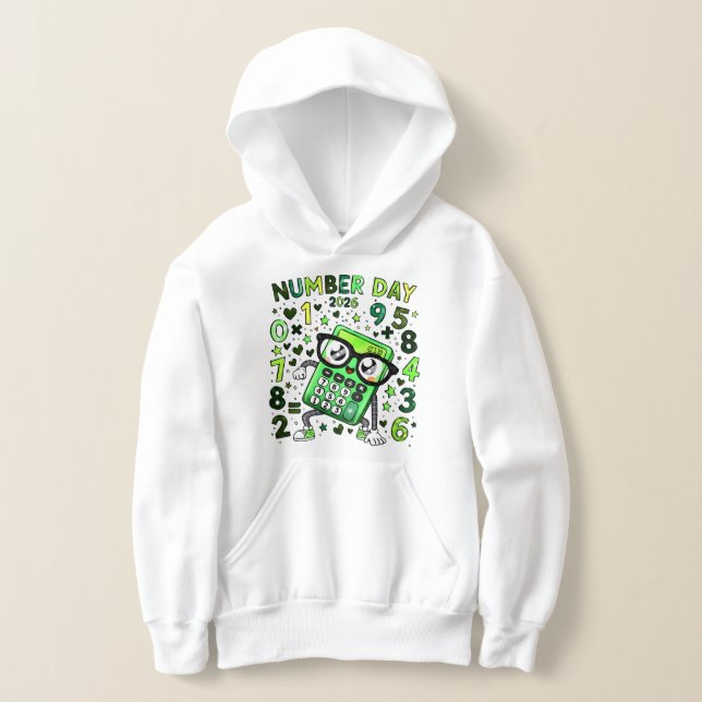 Kids Number Day Hoodie | Maths Calculator Design (Laydown)