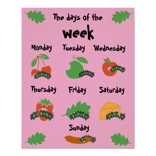 Kids Nursery Days Of The Week Poster (Front)
