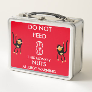Kids Nut Allergy Warning Metal Lunch Box