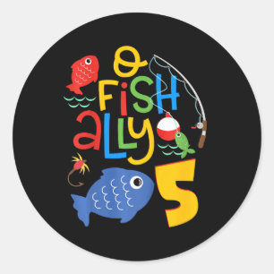 Kids O-fish-ally Five Birthday Decorations 5 Year  Classic Round Sticker