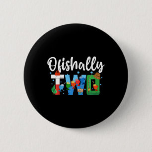 Kids O-fish-ally Two Birthday Decorations 2 Year O 6 Cm Round Badge