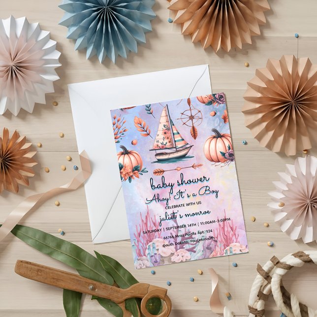 kid's ocean sailboat Nautical Baby Shower Invitation (Creator Uploaded)