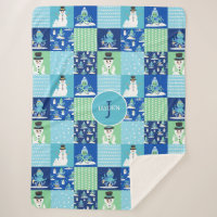 Kids Octopus Winter Sports Patchwork Personalised