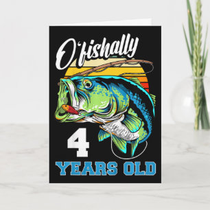Kids Ofishally 4 Years Old Fisherman 4th Birthday Card