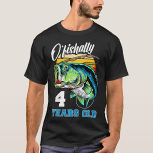 Kids Ofishally 4 Years Old Fisherman 4th Birthday T-Shirt