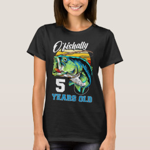 Kids Ofishally 5 Years Old Fisherman 5th Birthday T-Shirt
