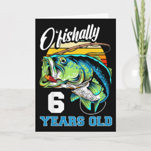 Kids Ofishally 6 Years Old Fisherman 6th Birthday  Card