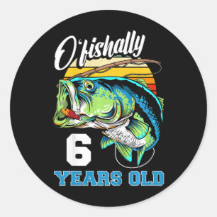 Kids Ofishally 6 Years Old Fisherman 6th Birthday  Classic Round Sticker