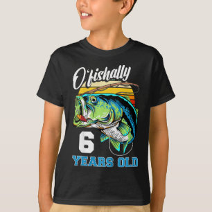 Kids Ofishally 6 Years Old Fisherman 6th Birthday T-Shirt