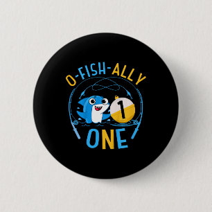 Kids Ofishally One 1st Birthday Fishing Theme O-fi 6 Cm Round Badge