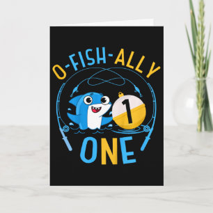 Kids Ofishally One 1st Birthday Fishing Theme O-fi Card