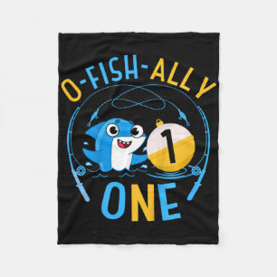 Kids Ofishally One 1st Birthday Fishing Theme O-fi Fleece Blanket