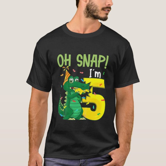 Kids Oh Snap I'm 5 Crocodile 5Th Birthday Alligato T-Shirt (Front)