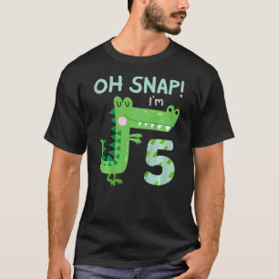 Kids Oh Snap I'm 5th Birthday Boy Crocodile Alliga T-Shirt
