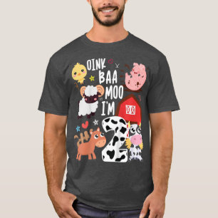 Kids Oink Baa Moo I'm Two 2 Toddler Farmer 2nd Bir T-Shirt