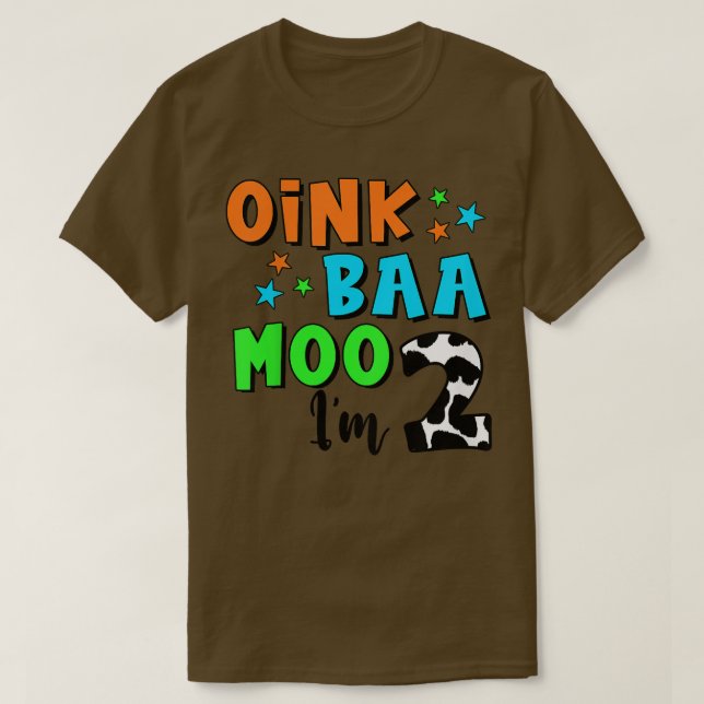 Kids Oink Baa Mooo I'm 2 Farmer Baby 2nd Birthday  T-Shirt (Design Front)