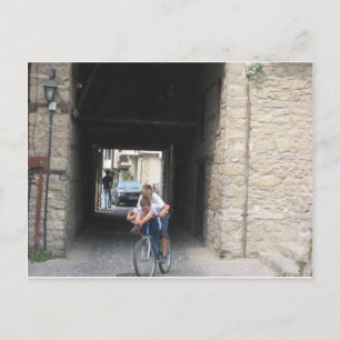 Kids on bikes postcard