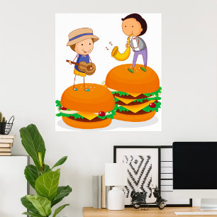 Kids On Burgers Food Poster