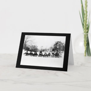 Kids on Sleds in Central Park 1915 Card