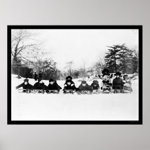 Kids on Sleds in Central Park 1915 Poster