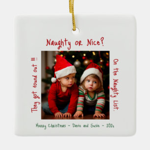 Kids On The Naughty List Christmas Ceramic Ornament
