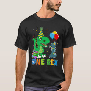 Kids One Rex Birthday 1 Year Old Funny Dinosaur T T-Shirt