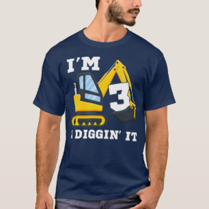 Kids onstruction Truck 3rd Birthday Boy Excavator T-Shirt
