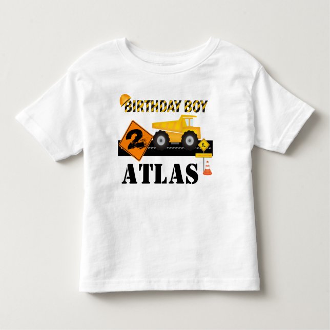 Kids or Toddler Construction Birthday T-Shirt (Front)